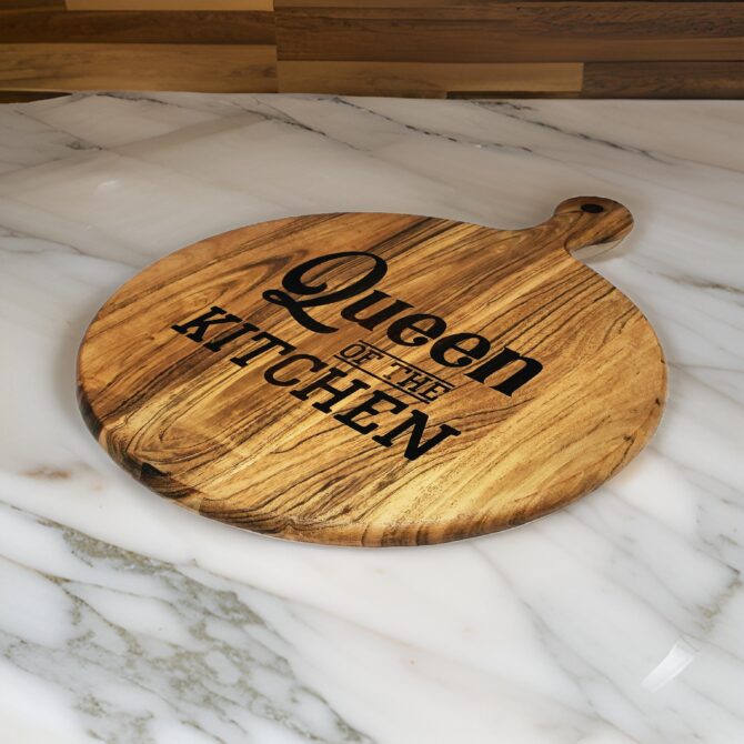 Queen of the Kitchen - Acacia Wood Chopping and Serving Board | Durable Wooden Cutting Board