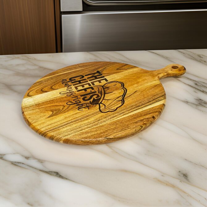 The Chef is Always Right Acacia Wood Chopping and Serving Board-ADPW012 - Image 2