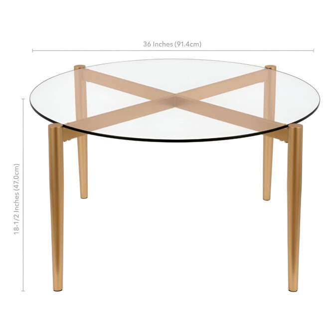Modern Glass and Gold Coffee Table - Elegant Round Accent Table for Living Room Decor