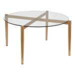 Modern Glass and Gold Coffee Table - Elegant Round Accent Table for Living Room Decor