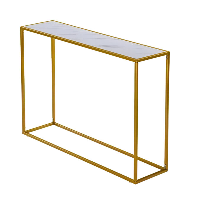 Modern Minimalist Console Table with Gold Frame – Elegant and Space-Saving Design