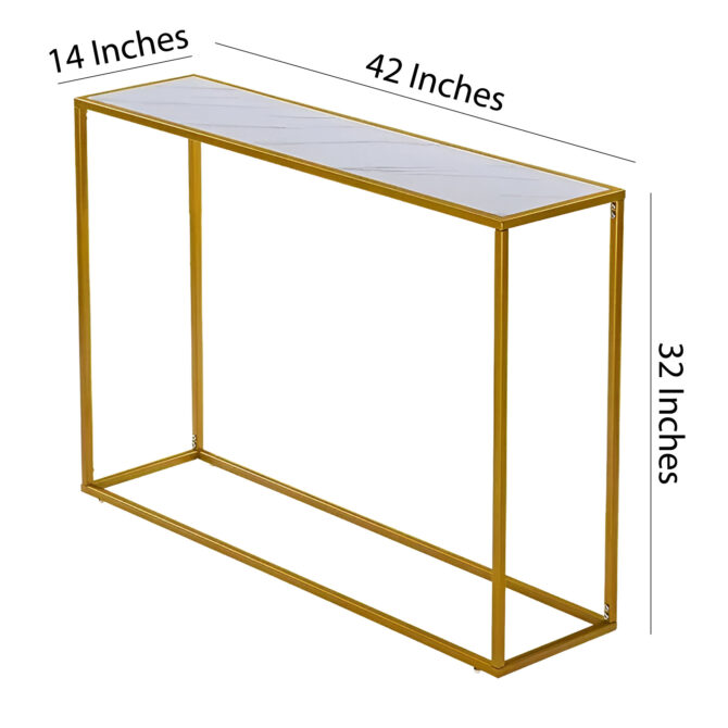 Modern Minimalist Console Table with Gold Frame – Elegant and Space-Saving Design