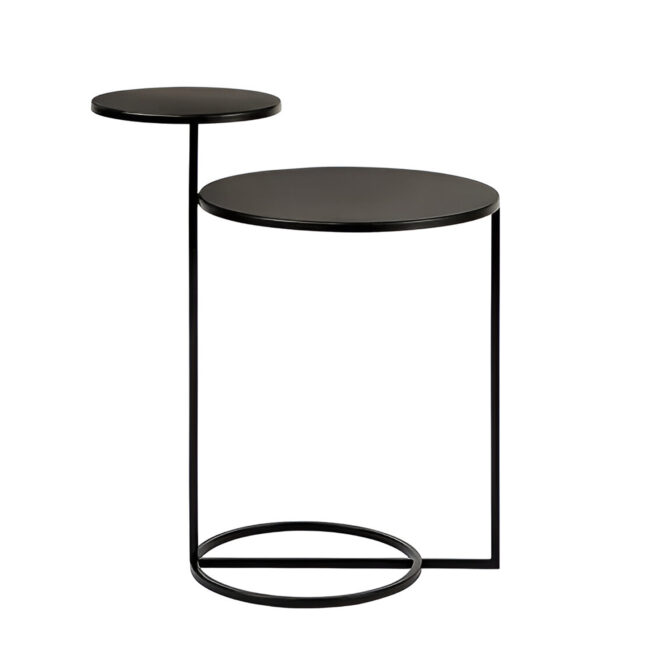 Modern Black Double-Tier Side Table – Sleek Metal Accent Table for Living Room or Bedroom