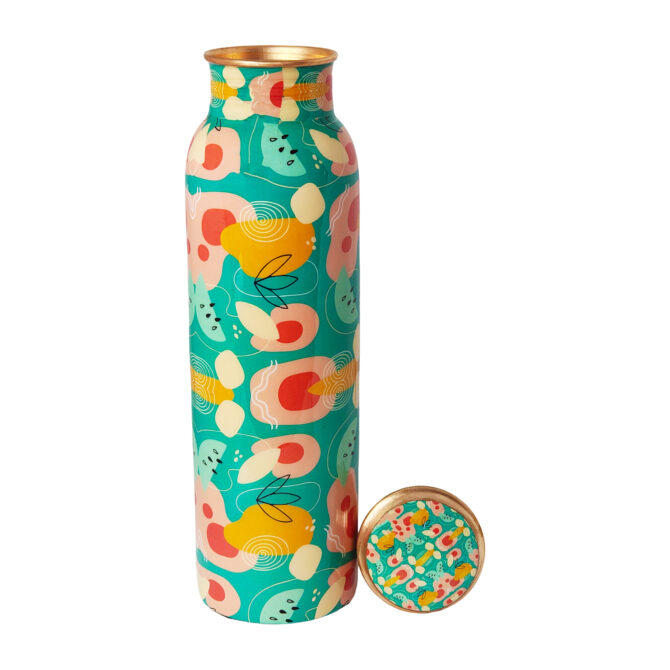 Pure Copper Water Bottle with Vibrant Pattern – ADPW003 - Image 2