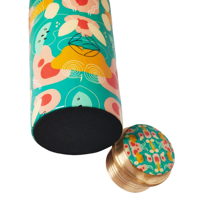 Pure Copper Water Bottle with Vibrant Pattern – ADPW003 - Image 3