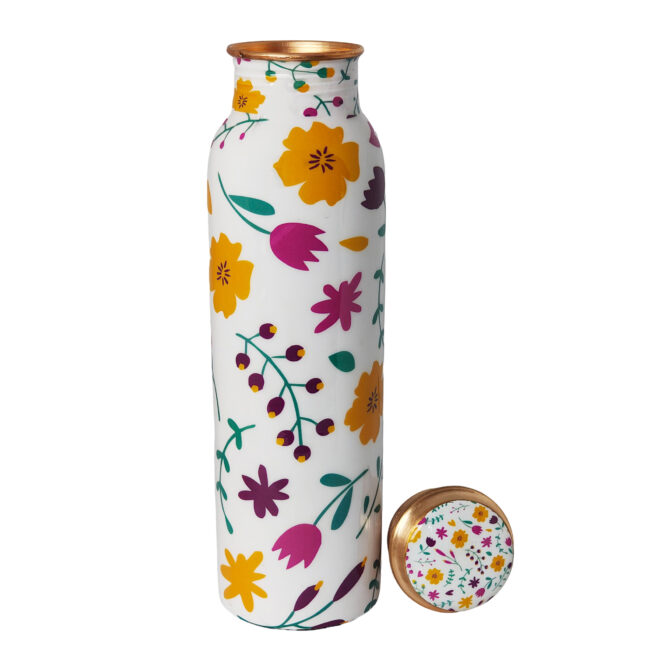 Floral Design Copper Water Bottle – ADPW004 - Image 2