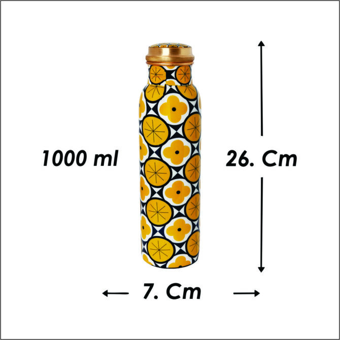 1000 ml Geometric Design Copper Water Bottle – Health Benefits, Leak-Proof, Eco-Friendly