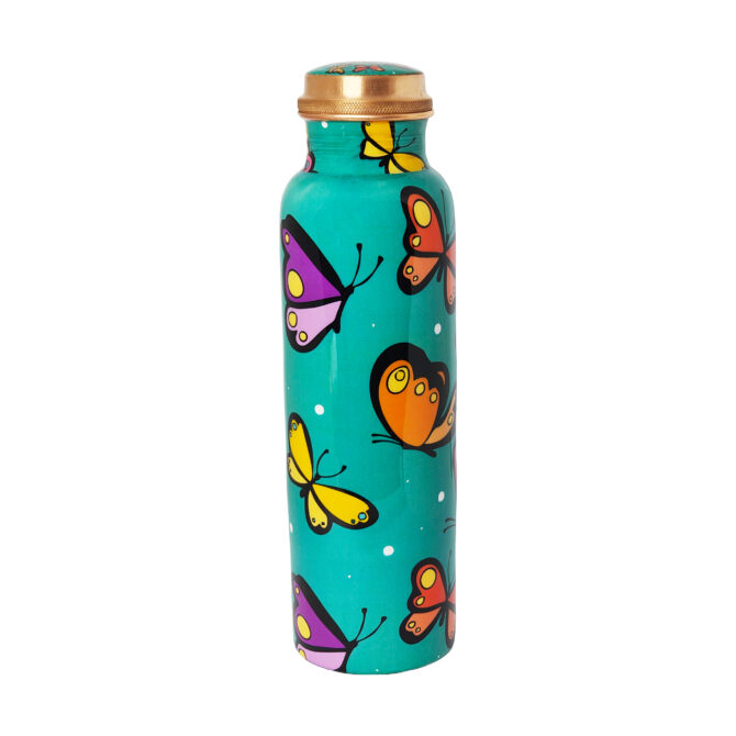 1000 ml Butterfly Design Copper Water Bottle – Health Benefits, Eco-Friendly, Leak-Proof