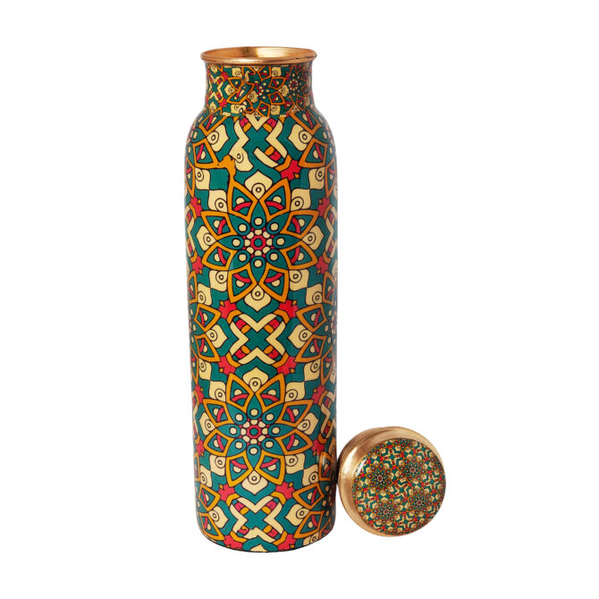 1000 ml Pure Copper Water Bottle with Mandala Design – Ayurvedic Health Benefits & Eco-Friendly