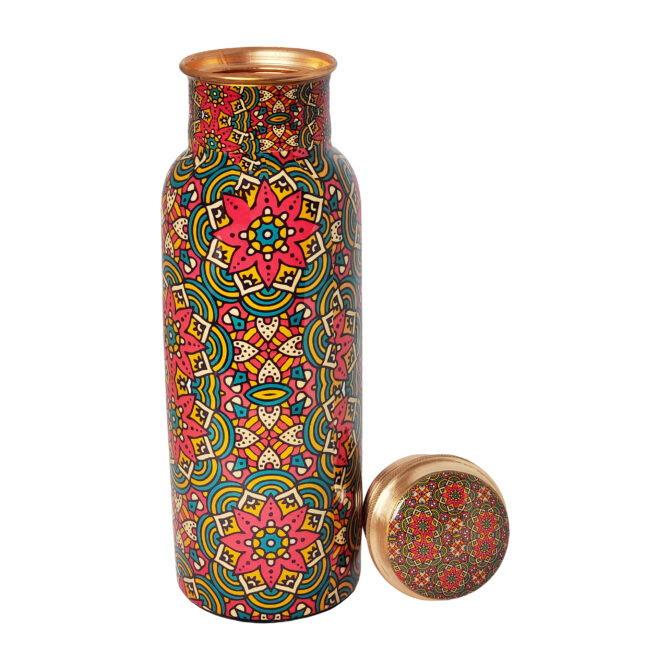 750 ml Mandala Design Copper Bottle – Compact, Health-Boosting, and Sustainable