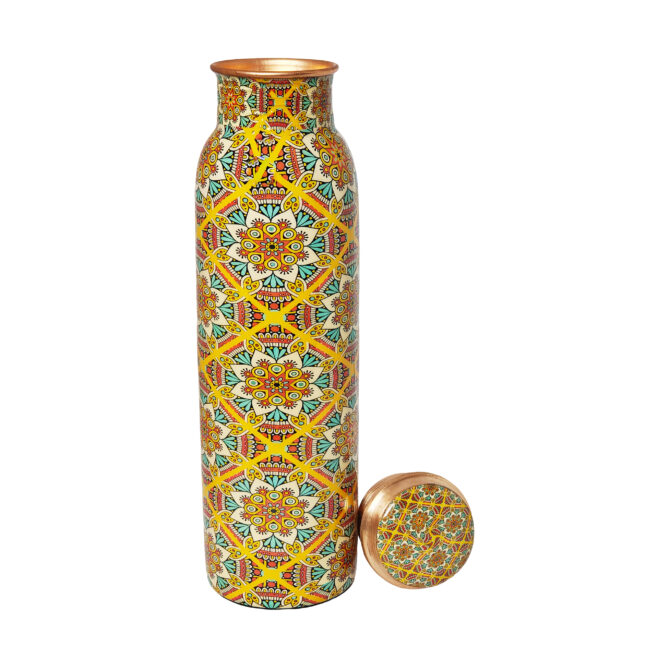 1000 ml Floral Copper Water Bottle – Premium Ayurvedic Benefits, Eco-Friendly Hydration