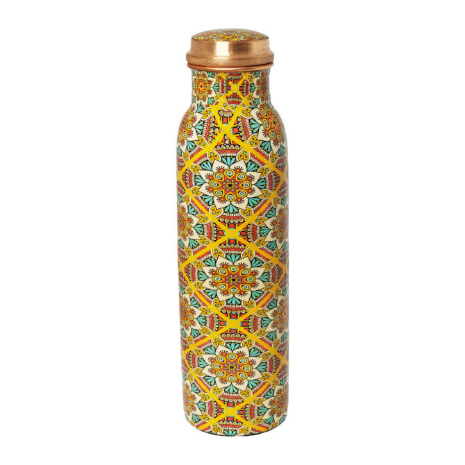 1000 ml Floral Copper Water Bottle – Premium Ayurvedic Benefits, Eco-Friendly Hydration