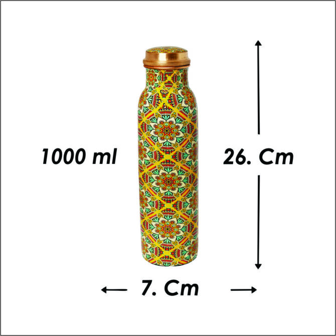 1000 ml Floral Copper Water Bottle – Premium Ayurvedic Benefits, Eco-Friendly Hydration