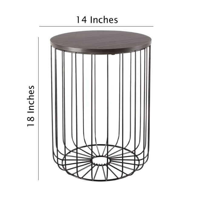 Modern Black Wire Basket End Tables – Set of 2 Versatile Storage and Display Tables