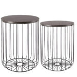 Modern Black Wire Basket End Tables – Set of 2 Versatile Storage and Display Tables