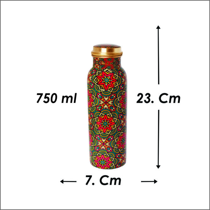 750 ml Mandala Design Copper Bottle – Compact, Health-Boosting, and Sustainable