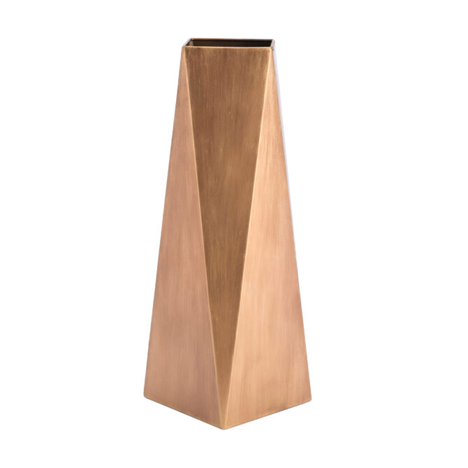 Modern Geometric Metal Vases in Brushed Gold Finish – Stylish Decor for Homes & Events