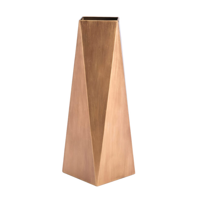 Modern Geometric Metal Vases in Brushed Gold Finish – Stylish Decor for Homes & Events - Image 2