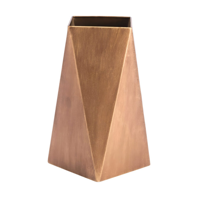 Modern Geometric Metal Vases in Brushed Gold Finish – Stylish Decor for Homes & Events - Image 3