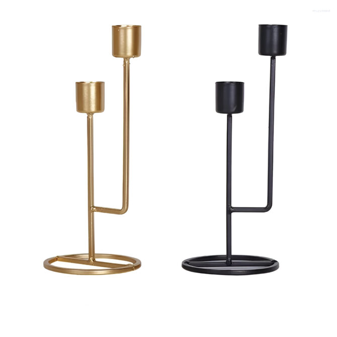 Modern Metal Dual Candle Holders – Minimalist Gold & Black Designs for Elegant Decor