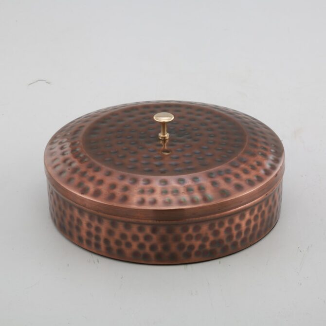 Handcrafted Hammered Copper Spice Box with Compartments – Elegant Kitchen Storage Solution