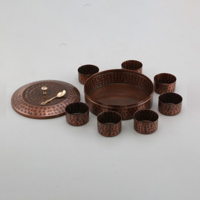 Handcrafted Hammered Copper Spice Box with Compartments – Elegant Kitchen Storage Solution