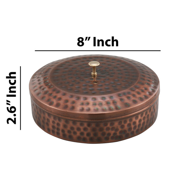 Handcrafted Hammered Copper Spice Box with Compartments – Elegant Kitchen Storage Solution