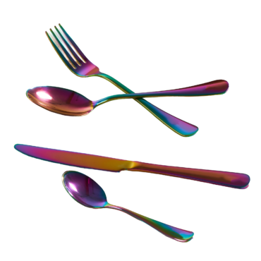 Iridescent Stainless Steel Cutlery Set – Stylish Rainbow Flatware for Elegant Dining