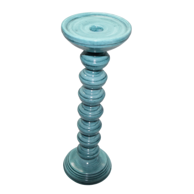 Decorative Pillar Candle Holder, Turquoise Blue, Stacked Ball Design, 46 cm Tall - Image 3