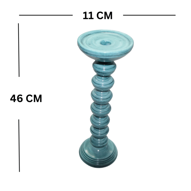 Decorative Pillar Candle Holder, Turquoise Blue, Stacked Ball Design, 46 cm Tall - Image 4