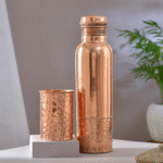 Coppered Half Hammered Bottle with Glass