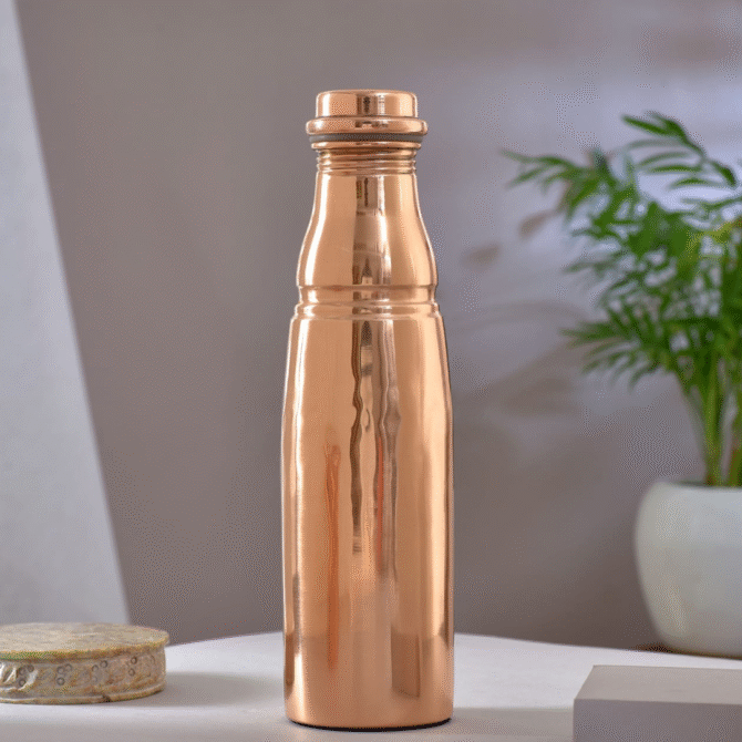 Copper Bottle with Glass - Image 2