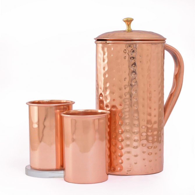 Hammered jug with 2 Glass - Image 2