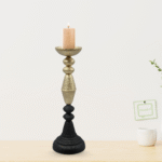 Decorative Pillar Candle Holder, Gold and Black Vintage Style