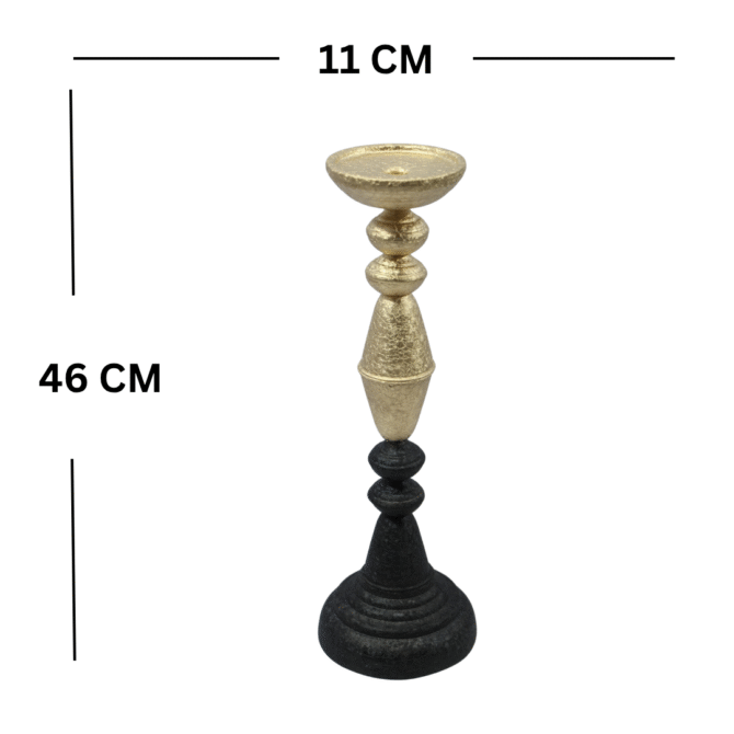 Decorative Pillar Candle Holder, Gold and Black Vintage Style - Image 4